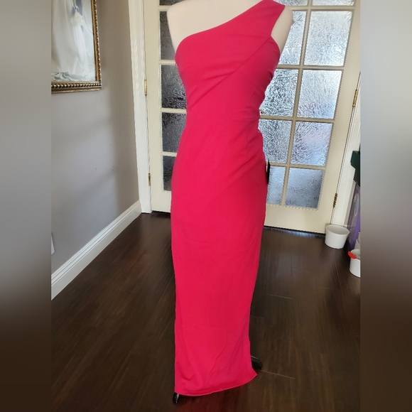 Hot Pink One-Shoulder Maxi Dress - Picture 5 of 7
